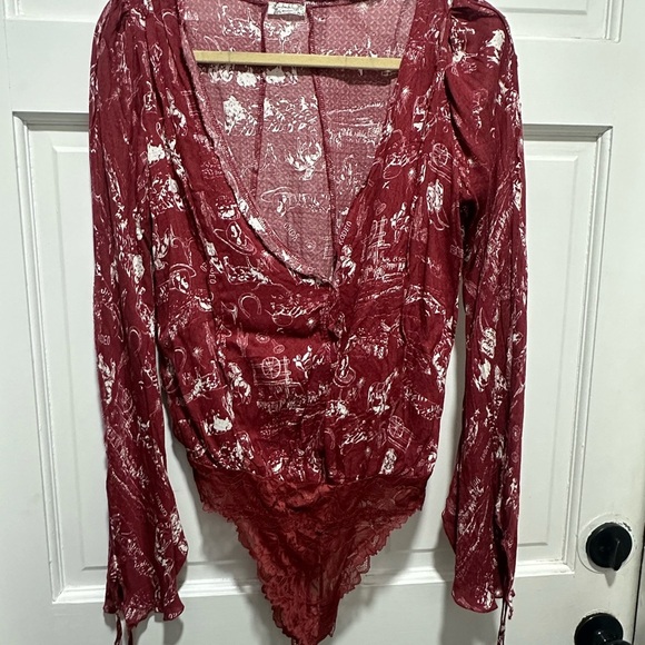 Free People Everything's Rosy Bodysuit Western Print NWOT Size XS $98 - Picture 5 of 9